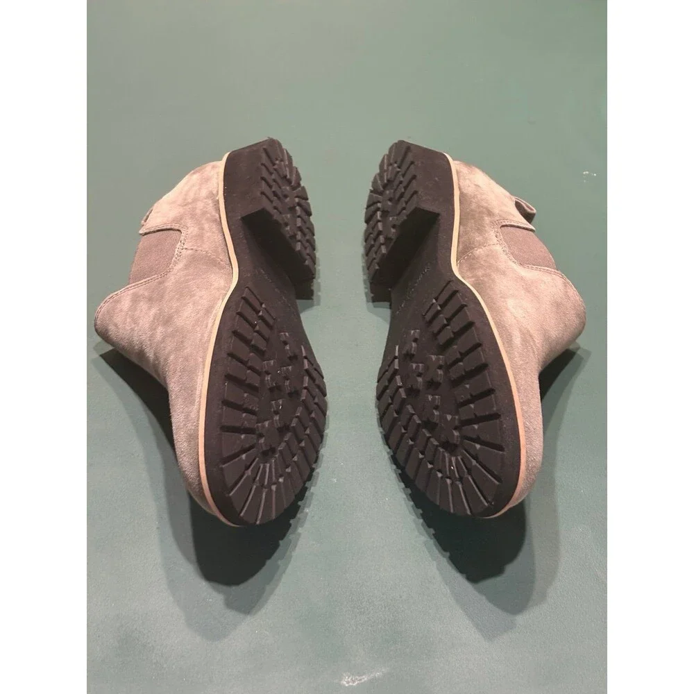Franco Sarto Cole Women's 9M Grey Suede Ankle Booties Lug Slip On Shoes NWOT